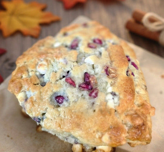 White Chocolate Pomegranate Cream Scone